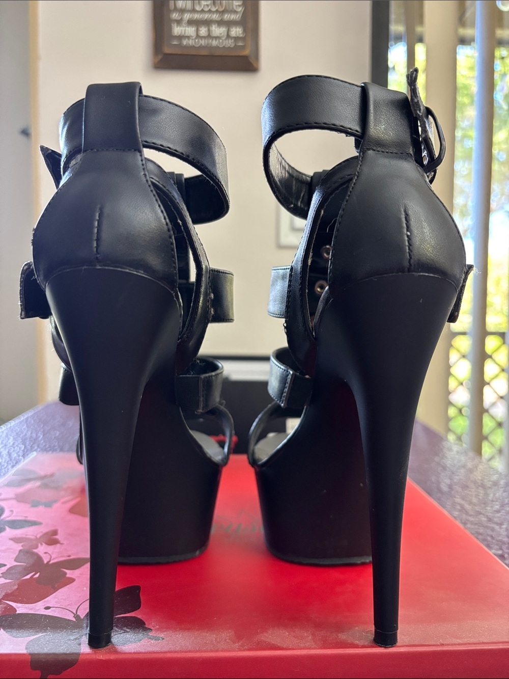 Pleaser Black Studded Chain Platform Heels - Picture 4 of 4